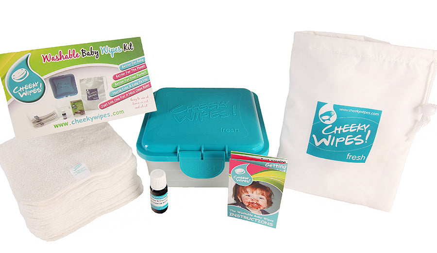 Cheeky wipes blått mini bokssett bomulls kluter