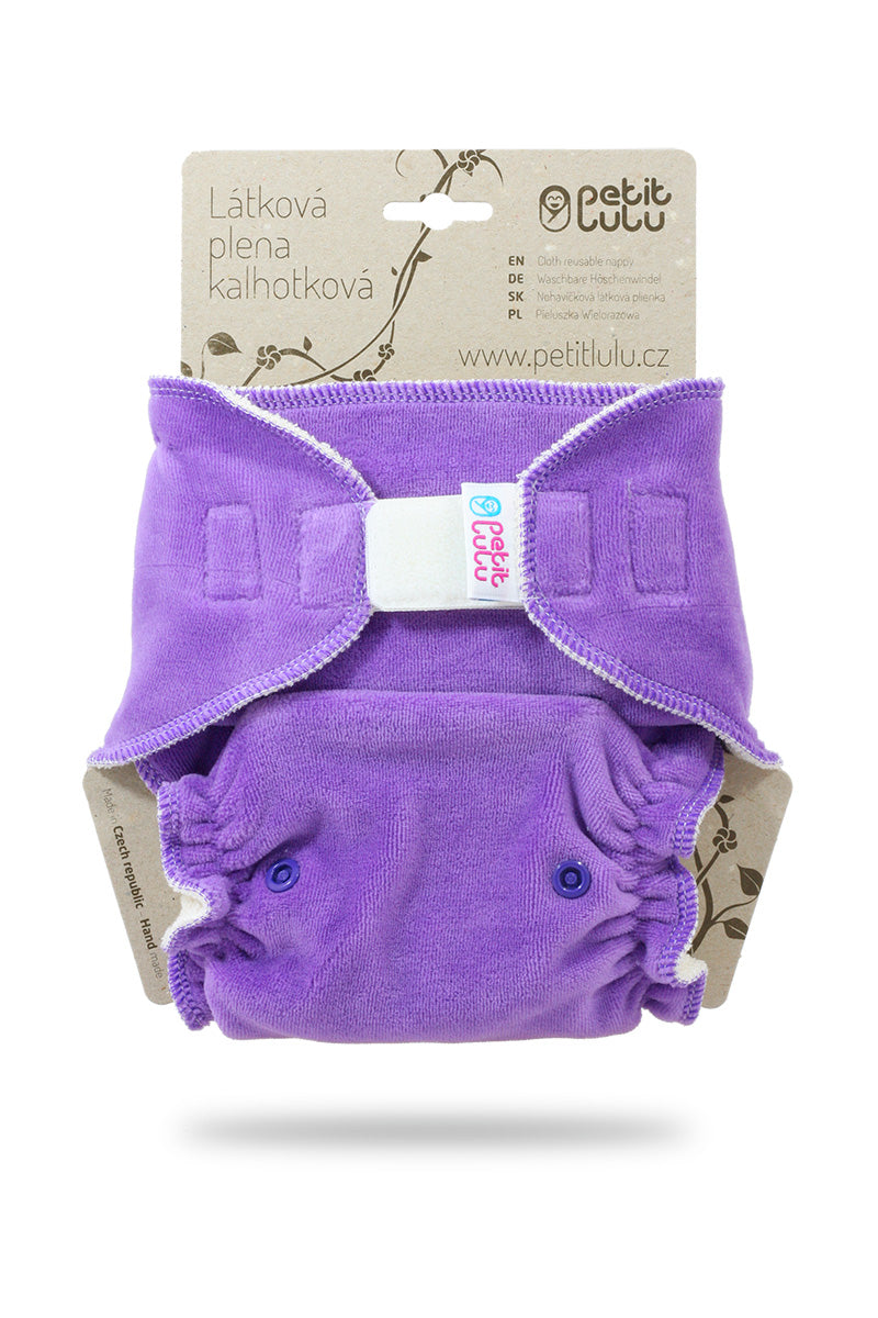 Petit Lulu - nattbleie - lilla velour m/borrelås