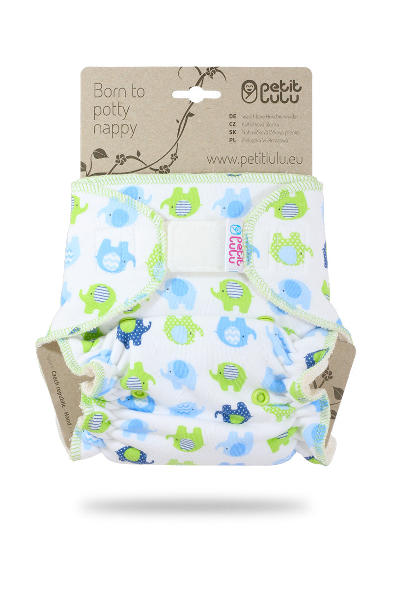 Petit Lulu formsydd - Blue elephants m/knapper