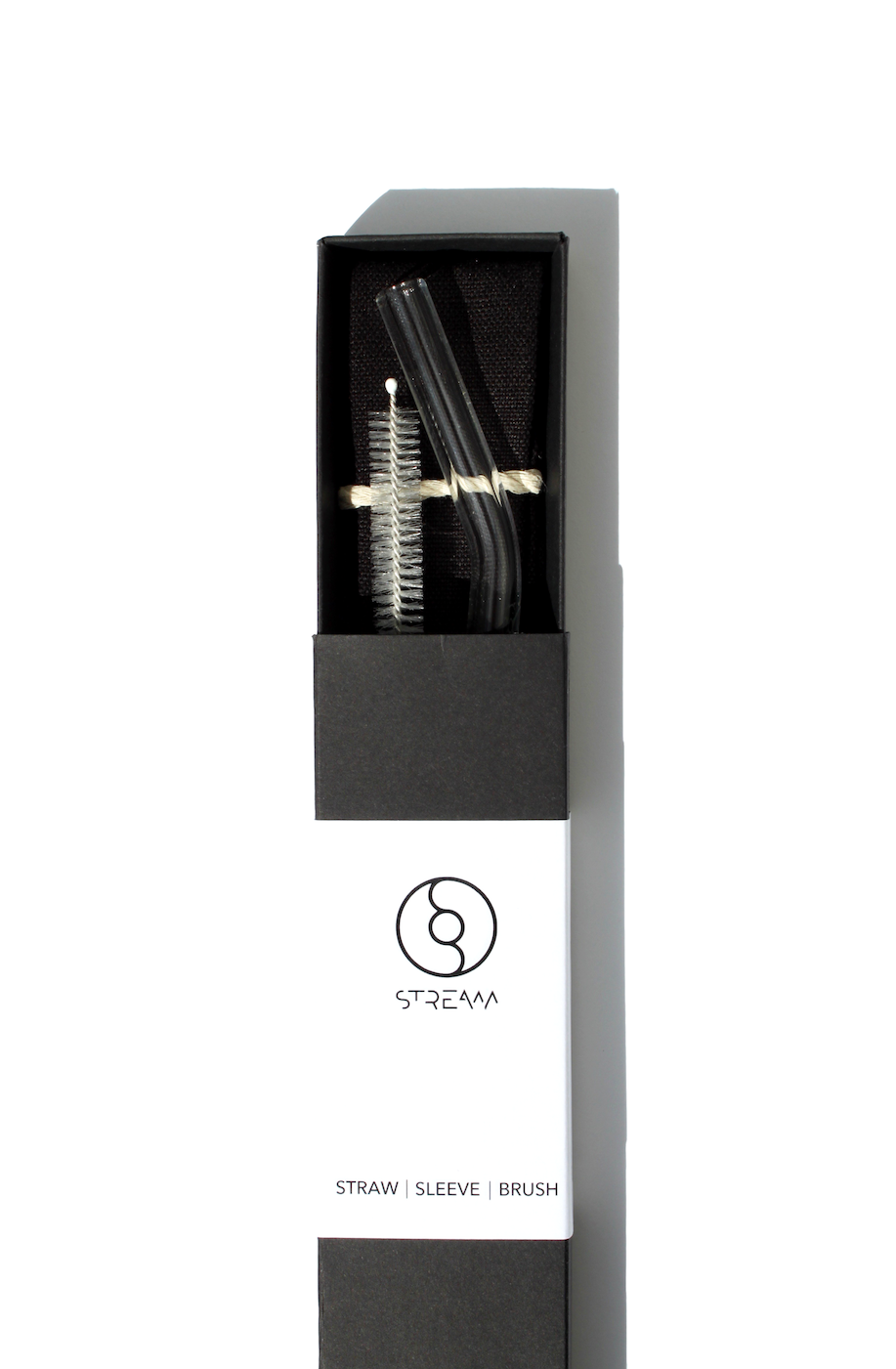 Stream straws - Smothie bent m/black sleeve - sugerør i herdet glass