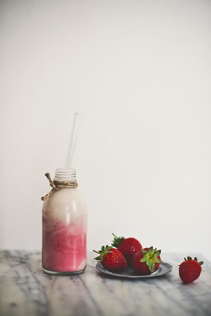 Stream straws - Skinny straight m/black sleeve - sugerør i herdet glass