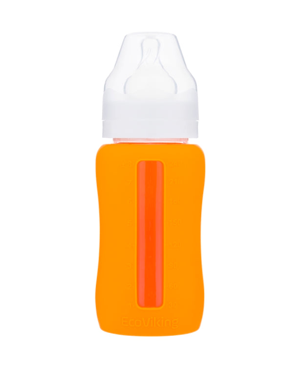 Ecoviking wide neck 240 ml - Oransje tåteflaske