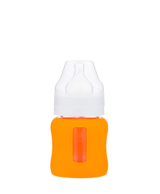 Ecoviking wide neck 120 ml - Oransje tåteflaske