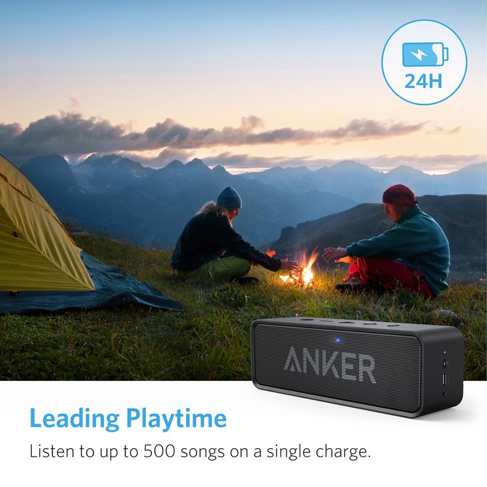 Anker SoundCore Dual-Driver Portable Wireless Bluetooth Speaker with 24-Hour Playtime, 66-Foot Bluetooth Range Built-in Mic